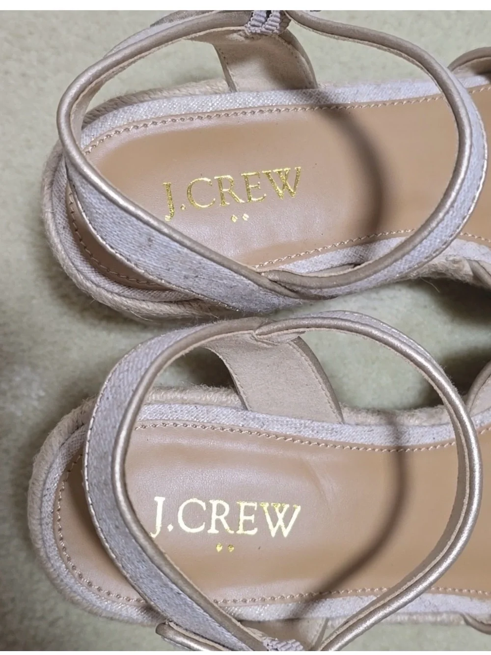 BNIB J. Crew Beige Linen Platform Espadrille Neutral Women’s Sandals
